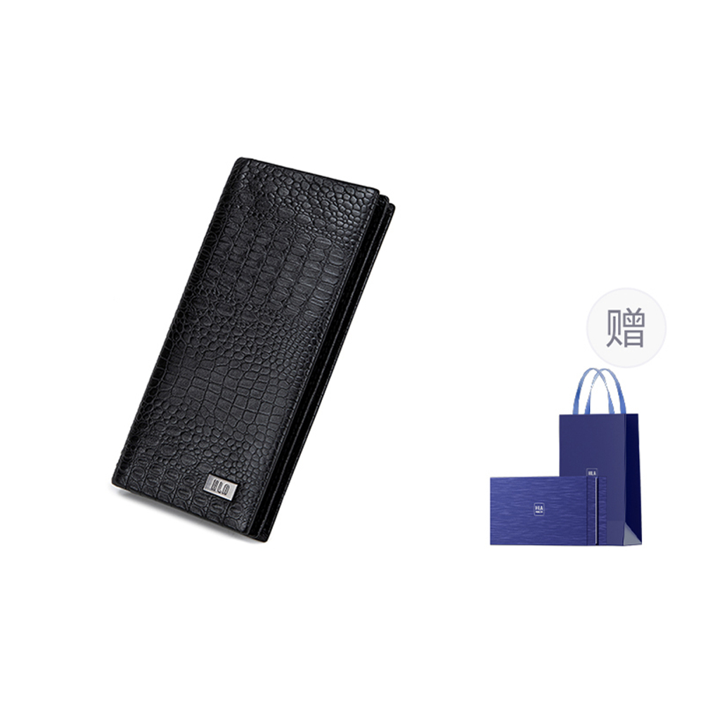 HLA Genuine Leather, Cow Leather Wallet, Wallet Regular Men"s Black
