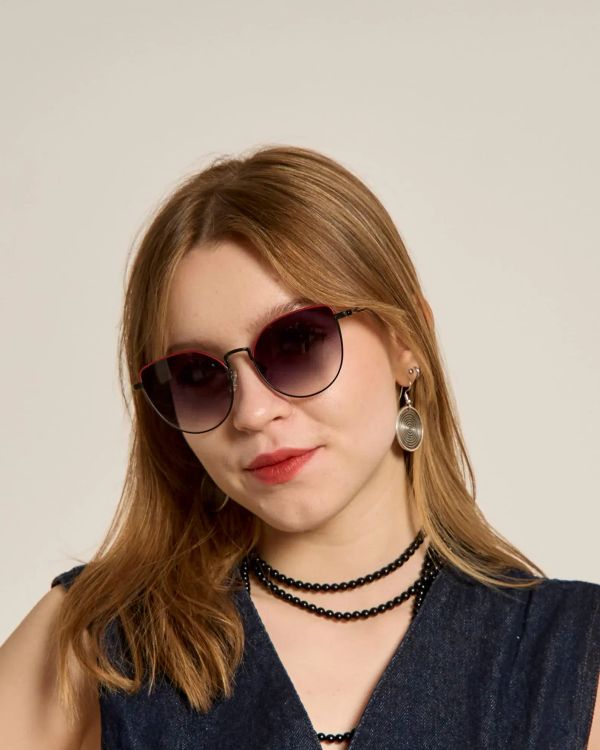 Очки солнцезащитные Spunky Big Kiss Black-Red. gradient grey lens - фото 2