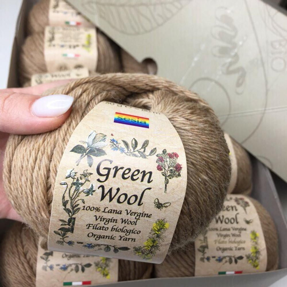 100% шерсть Lana Virgine Green Wool Manifatura Sesia 10*50 гр 80м/50 гр col. 9210 Цена за моток 50гр