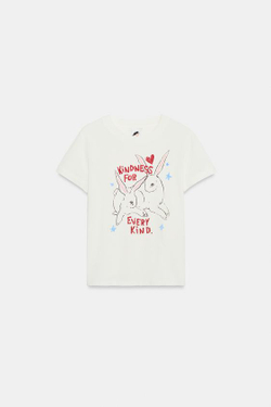 ZARA ФУТБОЛКА FIORENZA ART, БЕЛЫЙ