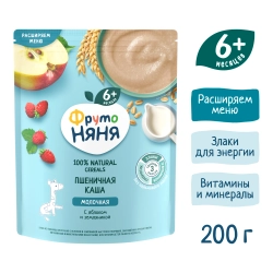 Каша Фрутоняня молочная Пшеничная с яблоком и земляникой 200г с 6 месяцев