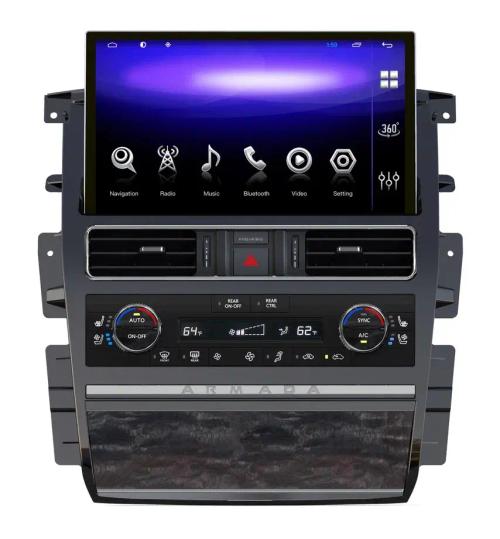 Магнитола для Nissan Patrol Y62, Infiniti QX80, QX56 2010-2019 (поддержка Bose, 360 и мониторов) - Kuberg KP-N1301 монитор 13.3" на Android 10, Быстрая, CarPlay, 4G SIM-слот