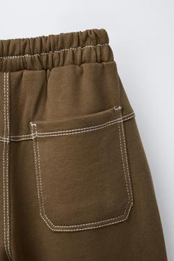 ZARA БРЮКИ БЭГГИ ИЗ ФУТЕРА С КОНТРАСТНОЙ СТРОЧКОЙ, МЯГКИЙ КАШТАНОВЫЙ