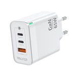 Зарядное устройство WALKER WH-45 GaN, 3.25А, 65Вт, USB/Type-Cx2, поддержка QC+PD, белое