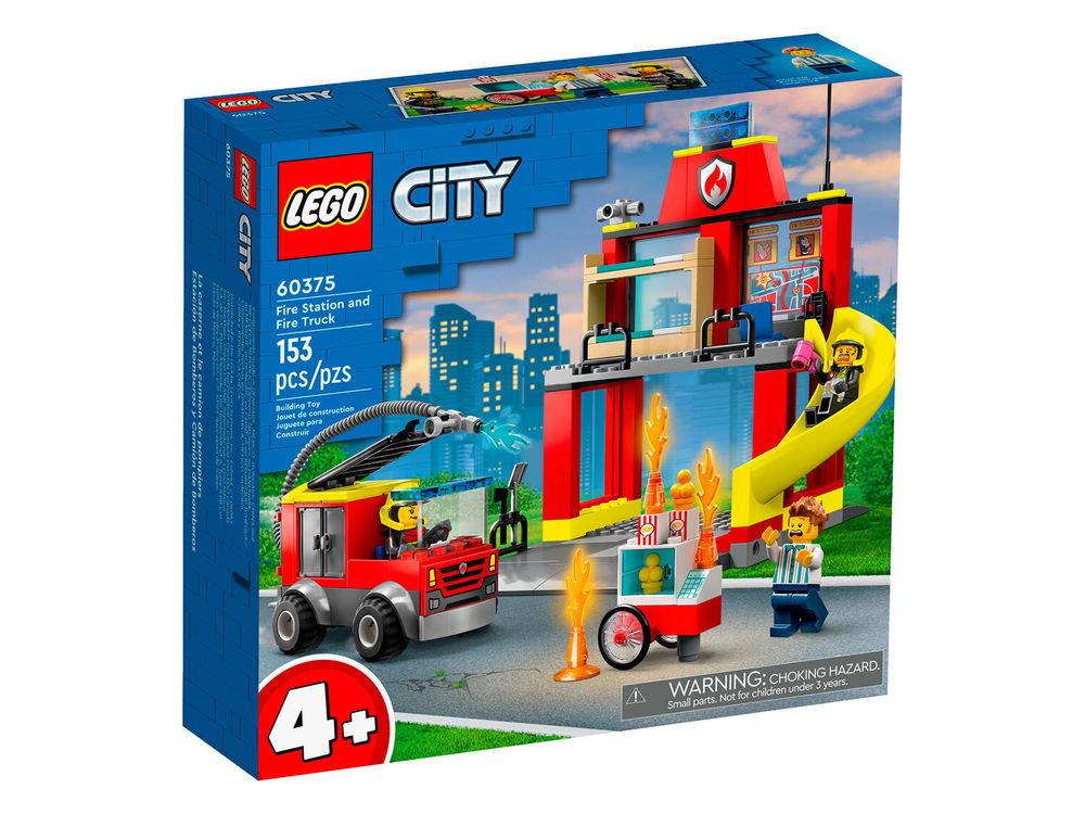Конструктор Лего Сити Пожарная часть и пожарная машина | LEGO City Fire Station and Fire Engine 60375 — 153 детали (4+)