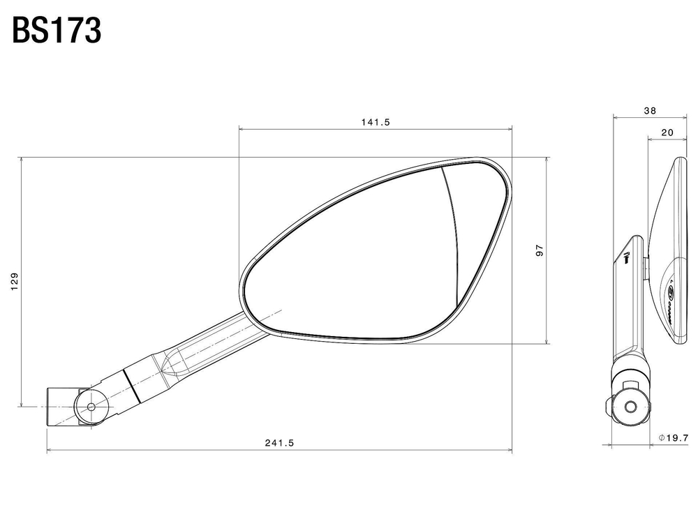 Rizoma Зеркало Genesi левое BS174 / BS174B