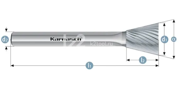 Борфреза твердосплавная Karnasch форма N, 3х5х3х38 мм, насечка HP-2, без покрытия, арт. 11.3099-005