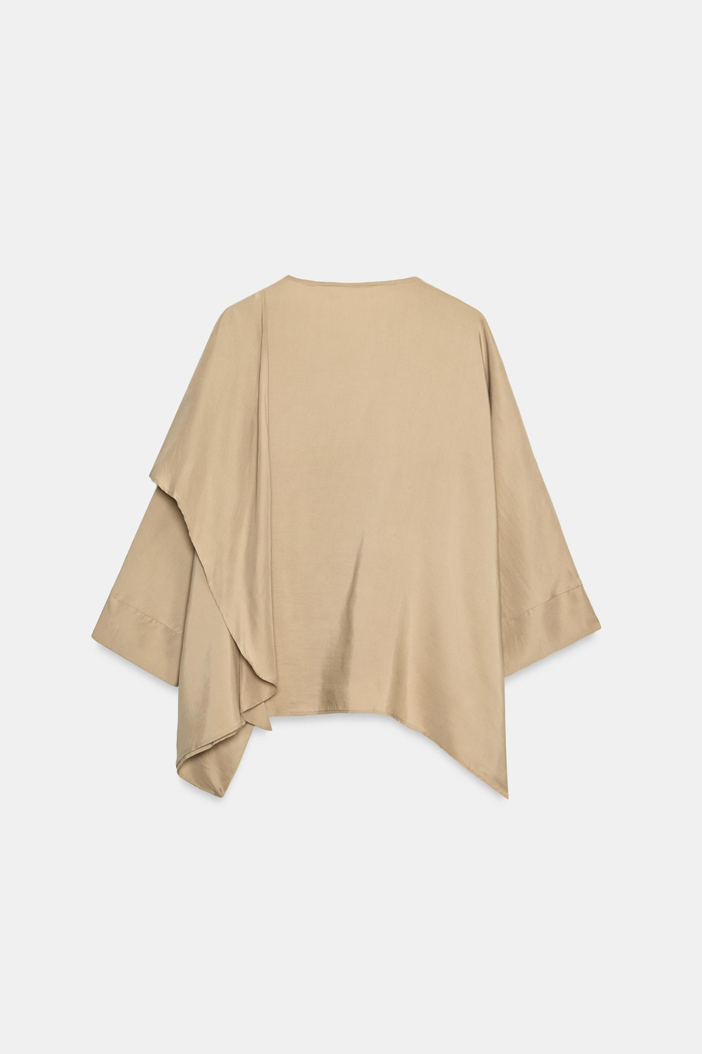 ZARA БЛУЗА СТРУЯЩЕГОСЯ КРОЯ , СЕРО-КОРИЧНЕВЫЙ