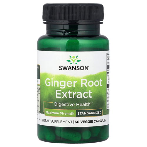 Swanson Vitamins, стандартизованный экстракт корня имбиря, 60 растительных капсул (200 мг в 1 капсуле)