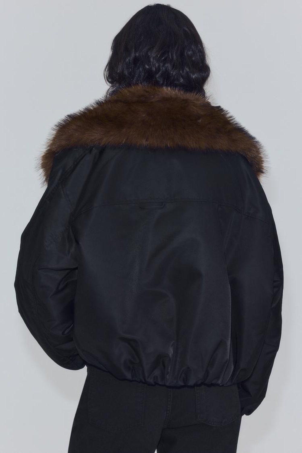 ZARA БОМБЕР С ВОРОТНИКОМ С ОТДЕЛКОЙ ПОД МЕХ — ZW COLLECTION, ЧЕРНЫЙ
