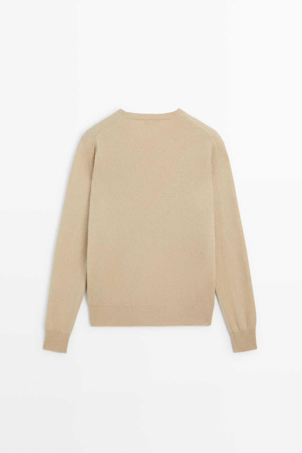 Massimo Dutti Вязаный свитер с круглым вырезом из смесовой шерсти, цвет верблюжьей шерсти