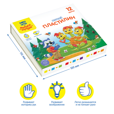 Пластилин "Енот в сказке", 12 цветов, 120г