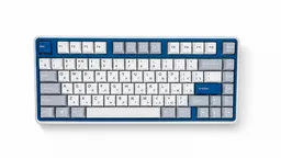 Varmilo Minilo 75% Bluebell — Kailh Prestige Silent, вид сверху на белом фоне