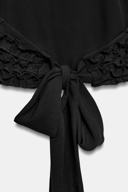 ZARA ТОП ХАЛТЕР С ВОЛАНАМИ, ЧЕРНЫЙ