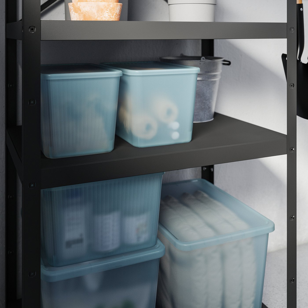 IKEA RYKTA  (ИКЕА РИКТА)  -  Контейнер с крышкой - прозрачный серо-голубой 24x36x23 см/14.5 л