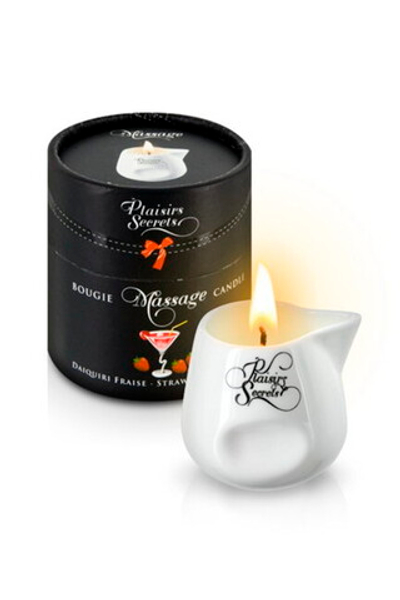 Массажная свеча с ароматом клубничного дайкири Bougie Massage Candle (80 мл) (Цвет: белый)