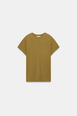 ZARA ФУТБОЛКА INTERLOCK С ЯПОНСКИМИ РУКАВАМИ, ОЛИВКОВЫЙ