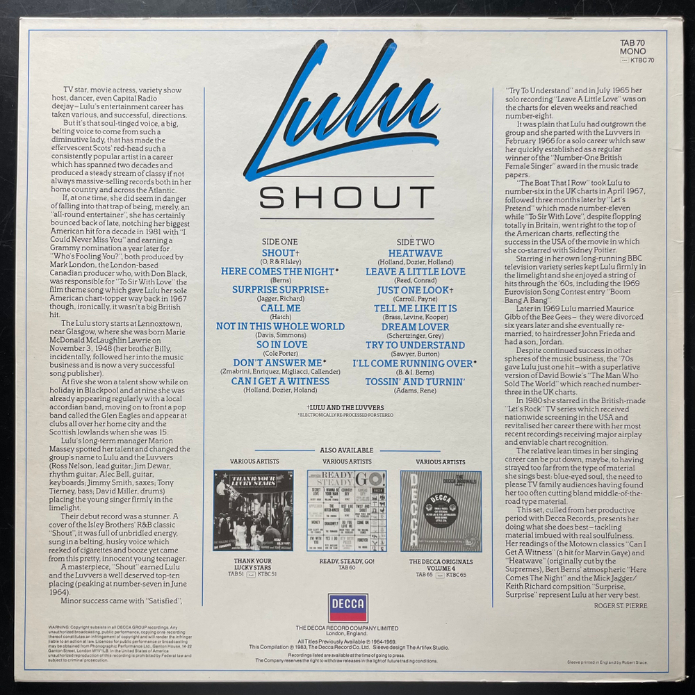 Lulu- Shout (Англия 1983г.)