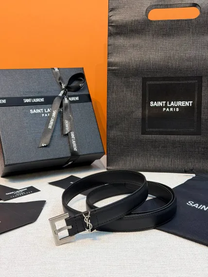 Ремень SAINT LAURENT с пряжкой CASSANDRE 2 cm