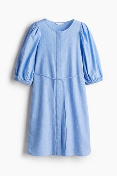 Платье из смеси со льном с поясом - H&M