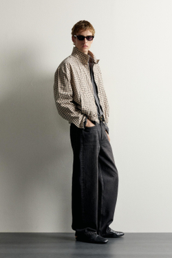 ZARA КУРТКА CROPPED FIT В КЛЕТКУ, РЫЖЕВАТО-КОРИЧНЕВЫЙ