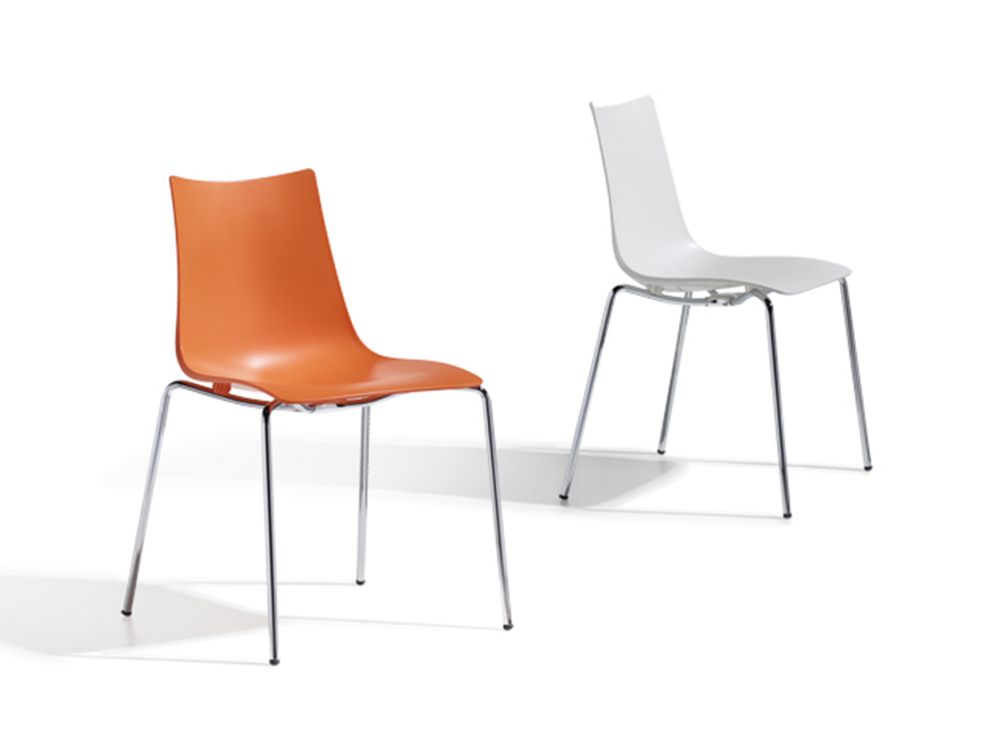 Стул пластиковый Scab Design Zebra Technopolymer 4 legs, хром, лен