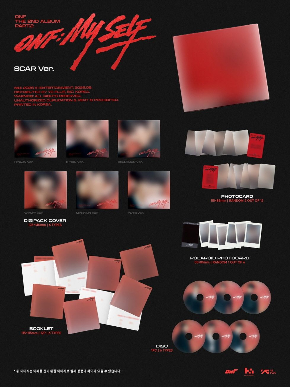 Альбом ONF - ONF:MY SELF 2nd Album PART.2 SCAR 6 Version SET