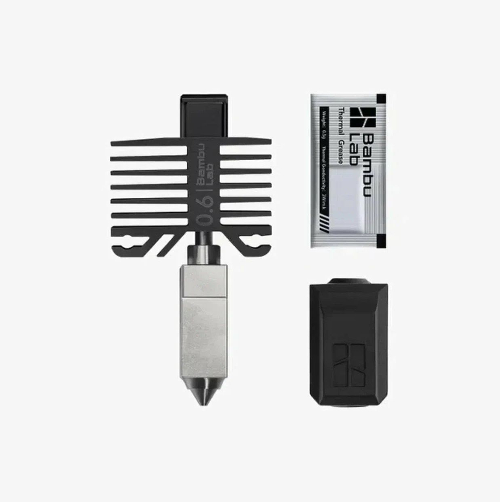 Хотэнд с соплом 0,6 мм из закаленной стали для 3Д принтера Bambu Lab X1 Series & P1 Series (FAH005-N-1)
