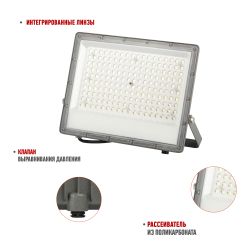 Прожектор светодиодный уличный ЭРА PRO LPR-063-0-65K-150 150Вт 6500K КСС Г 90° IP65 серый поликарбонат гарантия 3 года | Прожекторы PRO