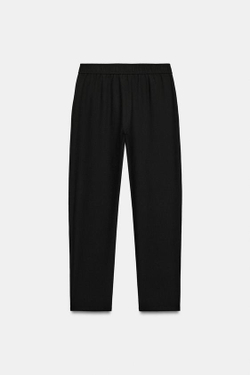 ZARA БРЮКИ С ЭЛАСТИЧНЫМ ПОЯСОМ, ЧЕРНЫЙ