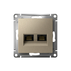 ATLASDESIGN РОЗЕТКА двойная компьютерная RJ45+RJ45 кат. 5e, механизм, ШАМПАНЬ