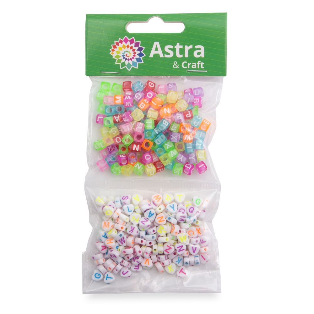 Бусины пластик набор веселые буковки, пластик, 2х20гр Astra&amp;Craft, CN2038-6587