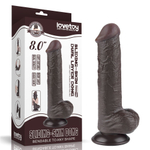Коричневый фаллоимитатор 8 Sliding Skin Dual Layer Dong на присоске - 20,8 см. (Цвет: коричневый)