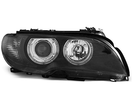 Передние фары Bmw 3 E46 angel eyes black