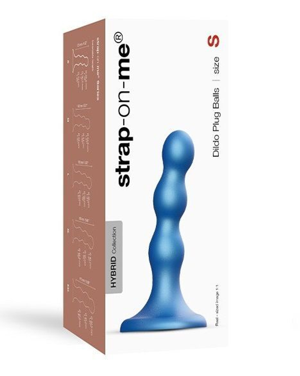 Голубая насадка Strap-On-Me Dildo Plug Balls size S (Цвет: голубой)
