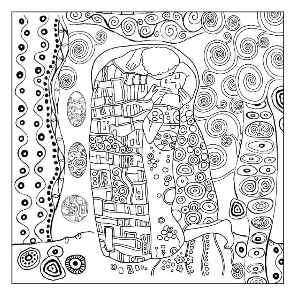 Салфетка рисовая с контуром рисунка Klimt Il bacio, Stamperia Салфетка рисовая с контуром рисунка Klimt Il bacio, Stamperia
