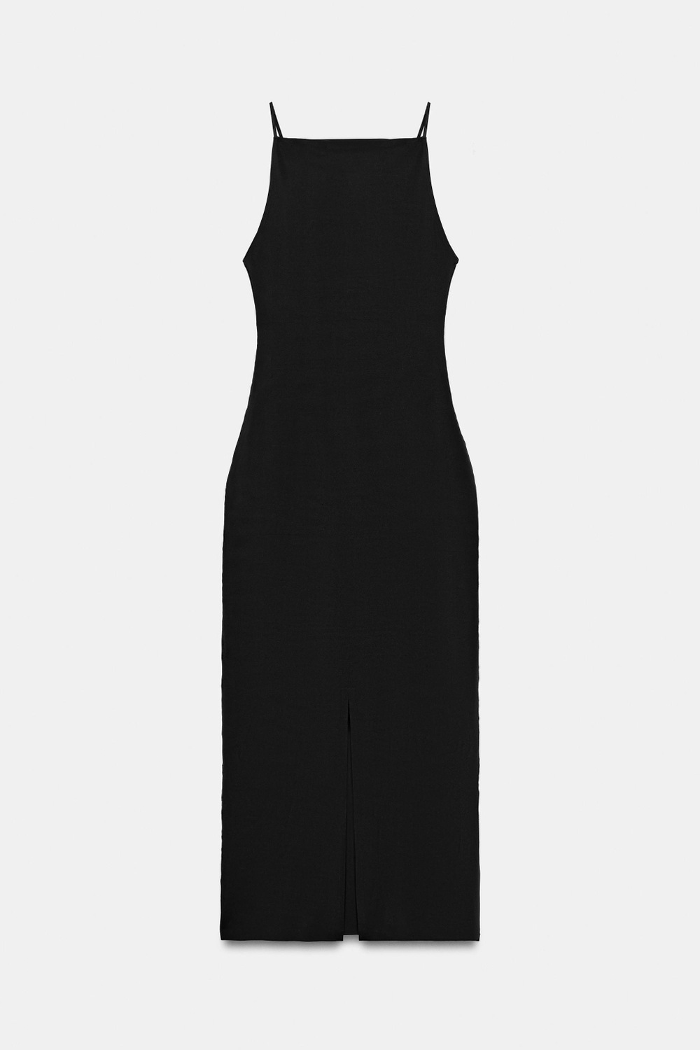 ZARA ПЛАТЬЕ МИДИ ИЗ СМЕСОВОГО ПОЛИАМИДА, ЧЕРНЫЙ