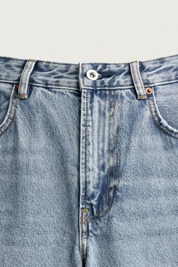 ZARA РАСКЛЕШЕННЫЕ ДЖИНСЫ С РАЗРЕЗАМИ, ГОЛУБОЙ