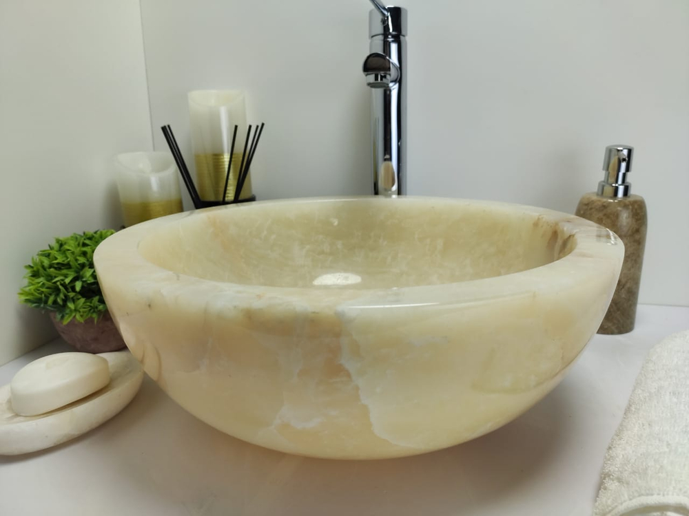 Раковина из оникса Bowl Yellow BO-60373 40x40x15 из натурального камня