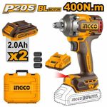 Аккумуляторный ударный гайковерт BL 20В 400Hm 1/2 SUPER INGCO CIWLI2040 INDUSTRIAL