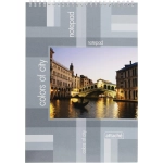 Блокнот Attache Colors of city А4 60 листов серый в клетку на спирали