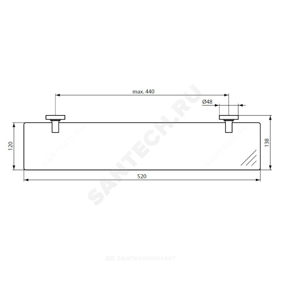 Полка подвесная матовое стекло IOM хром Ideal Standard A9124AA