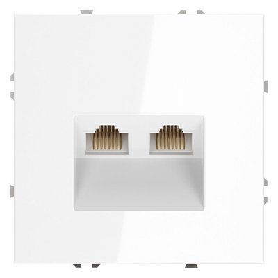 Розетка компьютерная встраиваемая VOLTUM S70 двойная RJ45+RJ45 кат.6, (белый глянцевый)