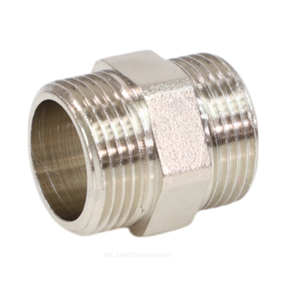 Ниппель латунь никель Ду 20 (3/4") НР VALFEX VF.582.N.034