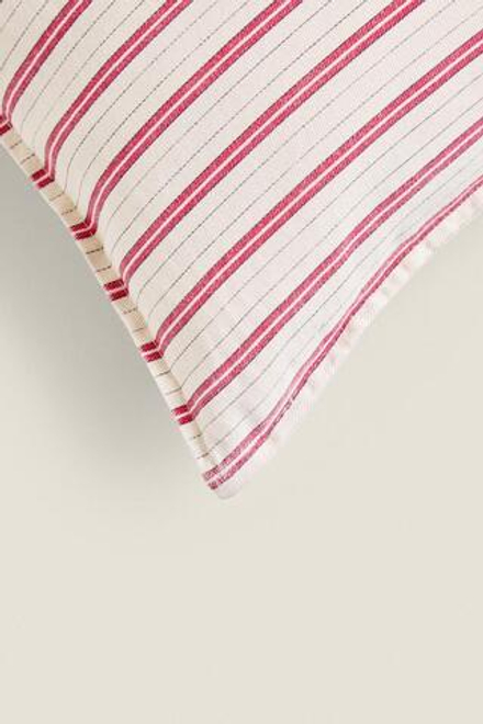 ZARA HOME ЧЕХОЛ НА ПОДУШКУ С КОНТРАСТНОЙ ПОЛОСКОЙ, КРАСНЫЙ