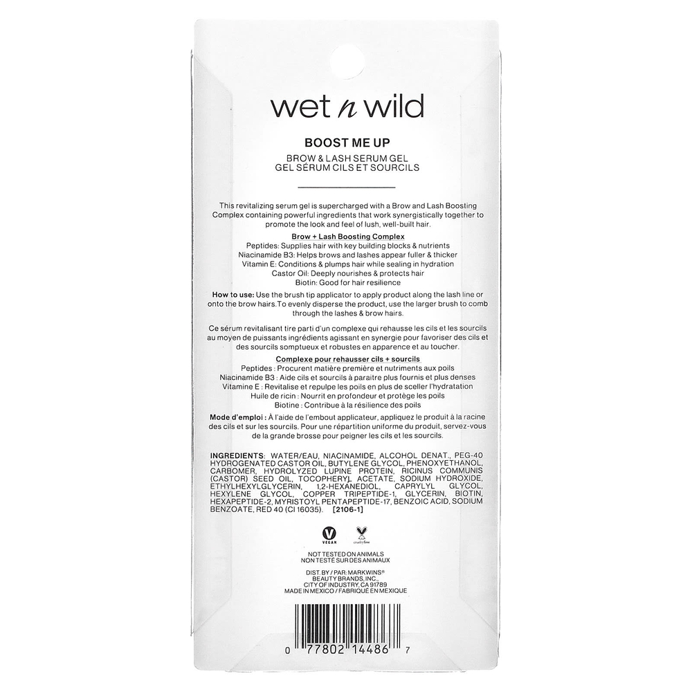 wet n wild, Boost Me Up, гель-сыворотка для бровей и ресниц, 5 мл (0,16 жидк. унц.)