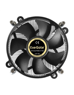 Exegate EX292655RUS Кулер ExeGate ETA-20.PWM.V1700 (Al, LGA1700/1150/1151/1155/1156/1200/1366, TDP 90W, Fan 95mm, PWM 900-2400RPM, Hydro bearing, 4pin, 11-24db, 345г, с термопастой, на винтах, Color B