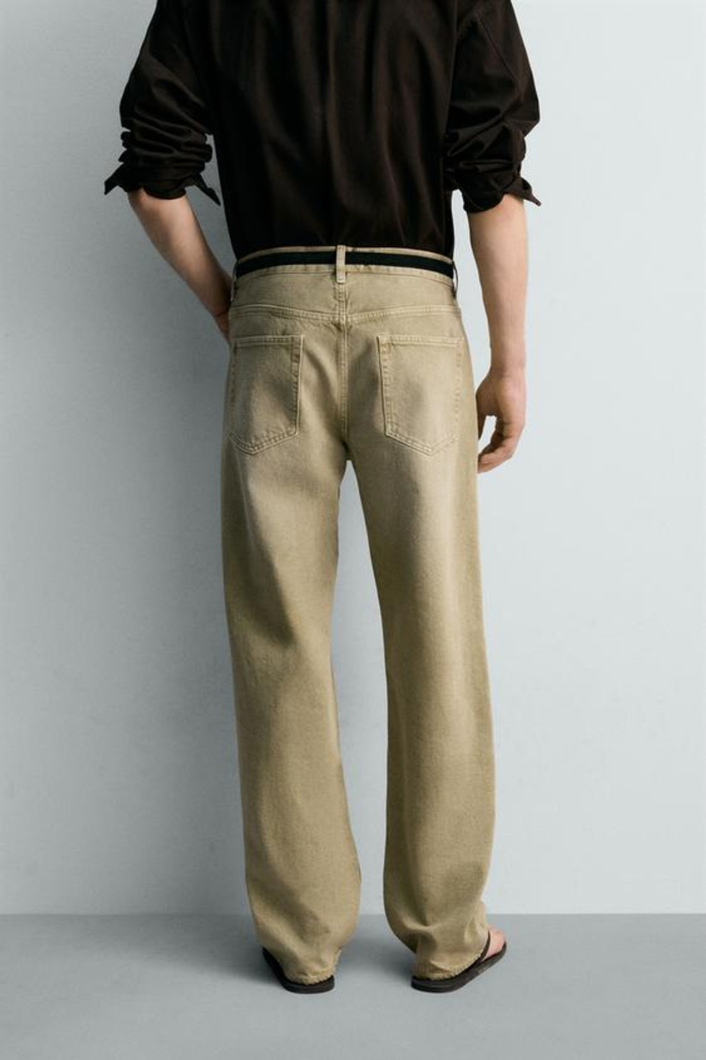 ZARA ДЖИНСЫ STRAIGHT FIT, СВЕТЛЫЙ ХАКИ