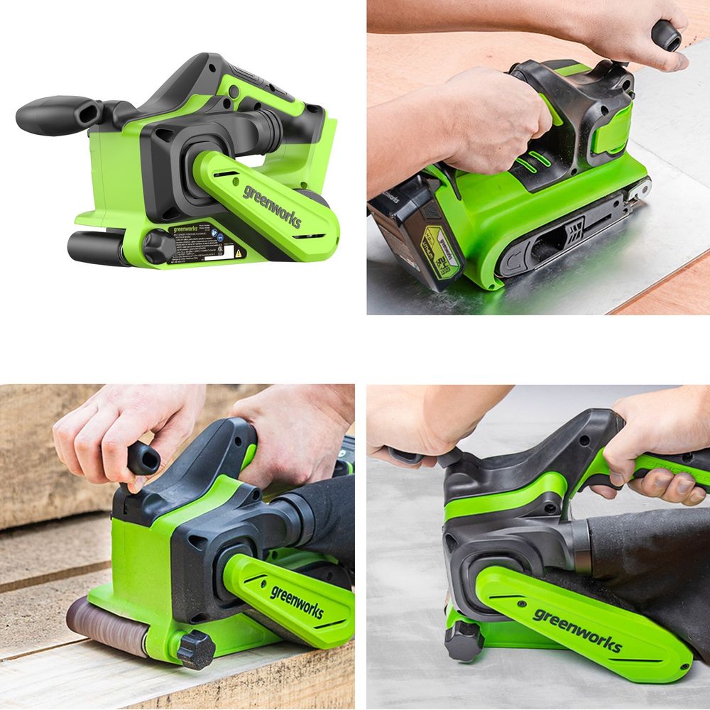Ленточная шлифовальная машина акк. Greenworks G24BS, 24V, б/щет, 75х457мм, 259 м/мин,1х2Ач,ЗУ,кор (3100607CUA)