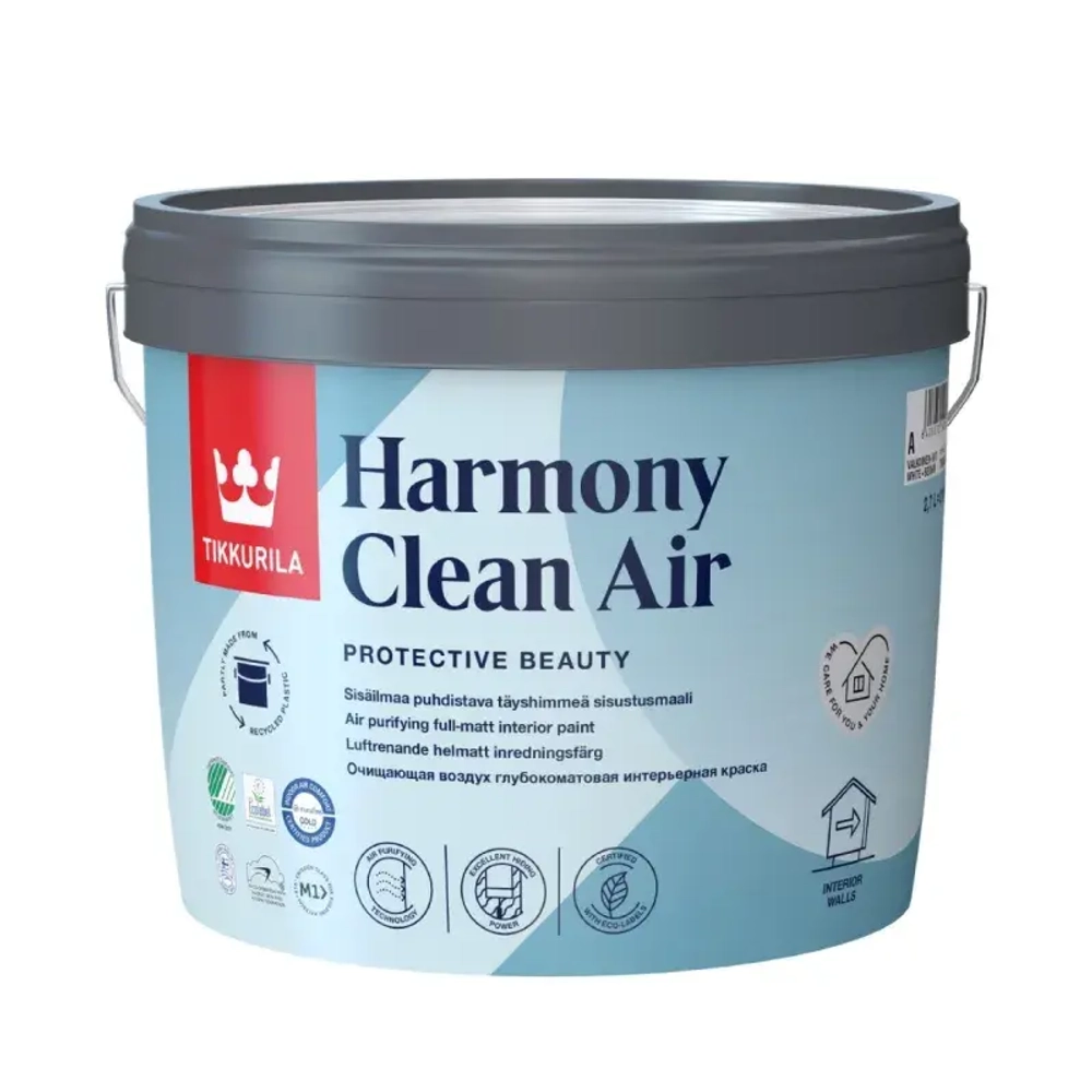 Tikkurila Harmony Clean Air Глубокоматовая интерьерная краска Технология очистки воздуха "База А" 9L